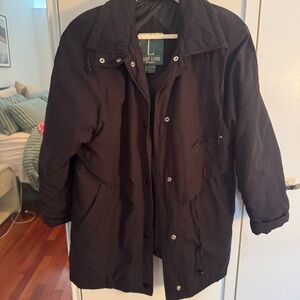 LARRY LEVINE black 90s microfiber utility jacket coat